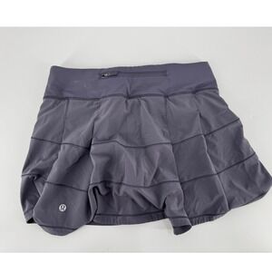 Lululemon Gray Pleated Running Tennis Skirt Shorts Zip Pocket Women's